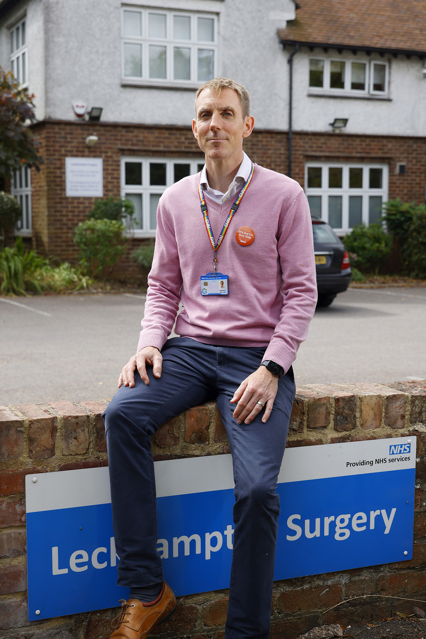 GP Partner outside his practice.